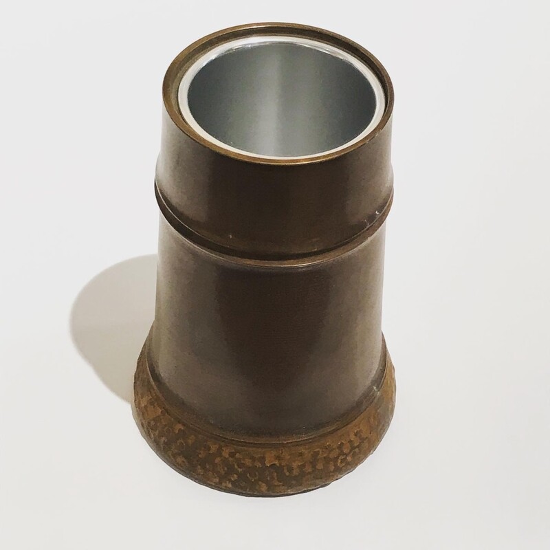 Pot à pinceaux en cuivre et étain en forme de bambou