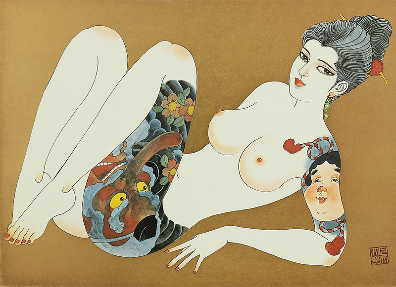 Estampe femme tatouée de Bonten Tarô - Japon 
