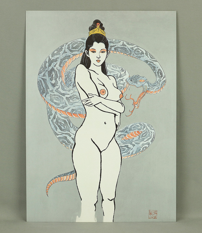 Estampe femme tatouée de Bonten Tarô - Japon