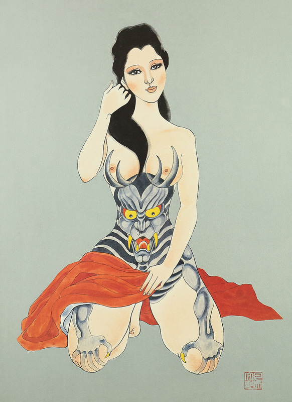 Estampe femme tatouée de Bonten Tarô - Japon