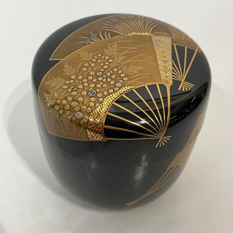 Natsume boîte à thé japonaise laquée éventails 