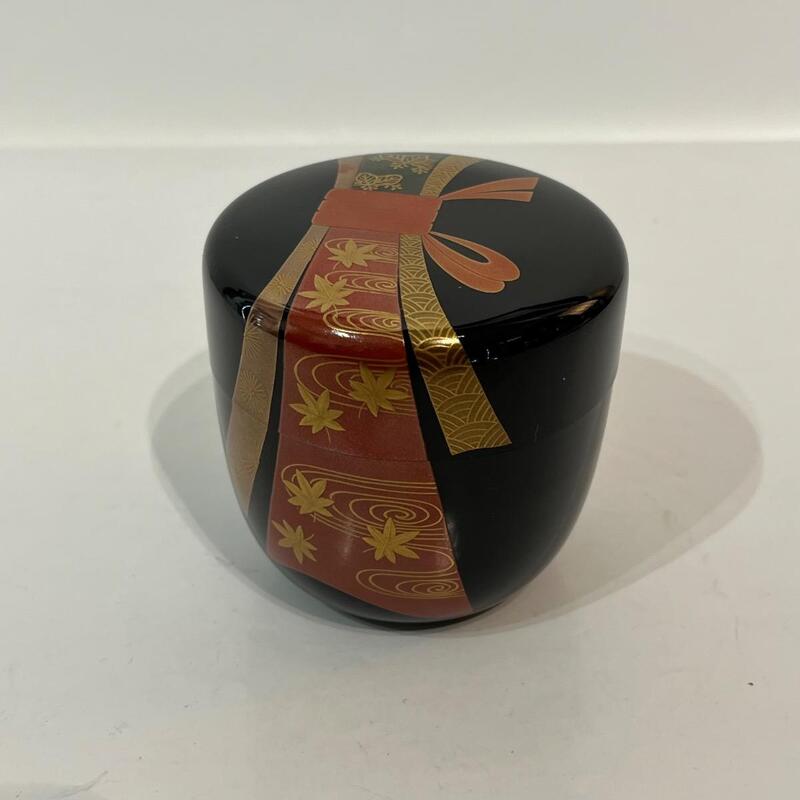 Natsume boîte à thé laquée japonaise au ruban 