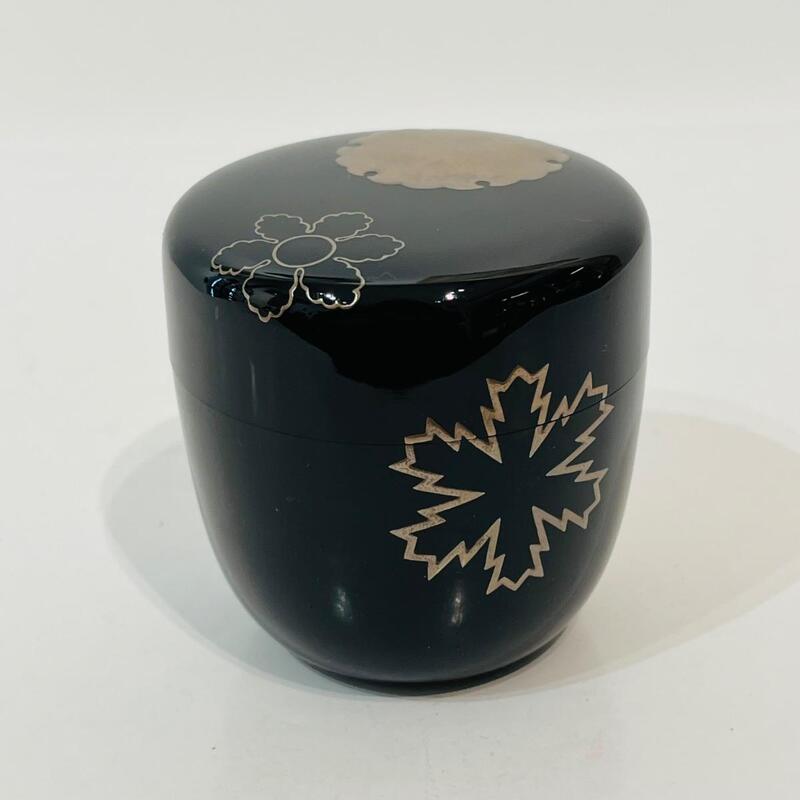 Natsume boîte à thé laquée japonaise cristaux de neige 
