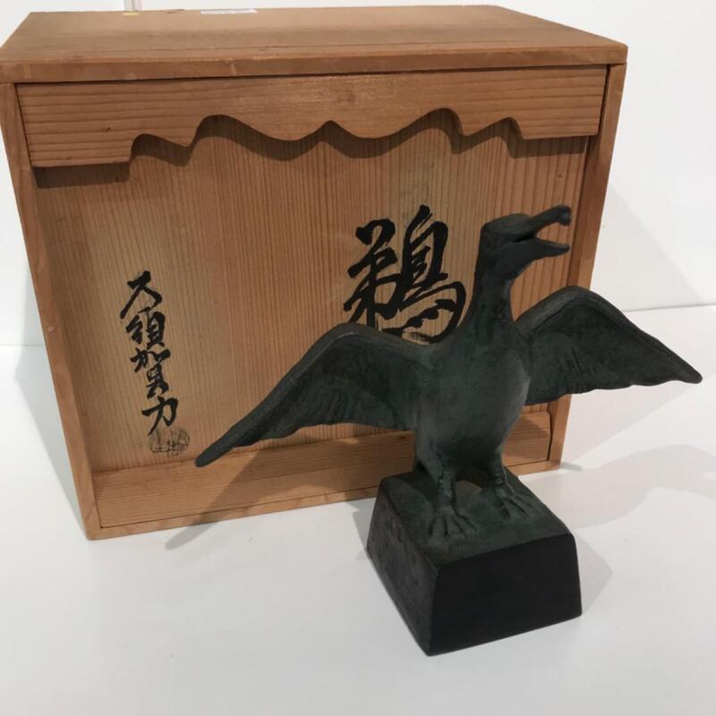 Okimono cormoran en bronze 