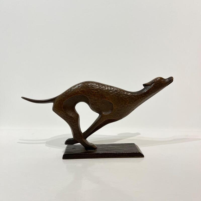 Okimono sculpture japonaise de chien en bronze 