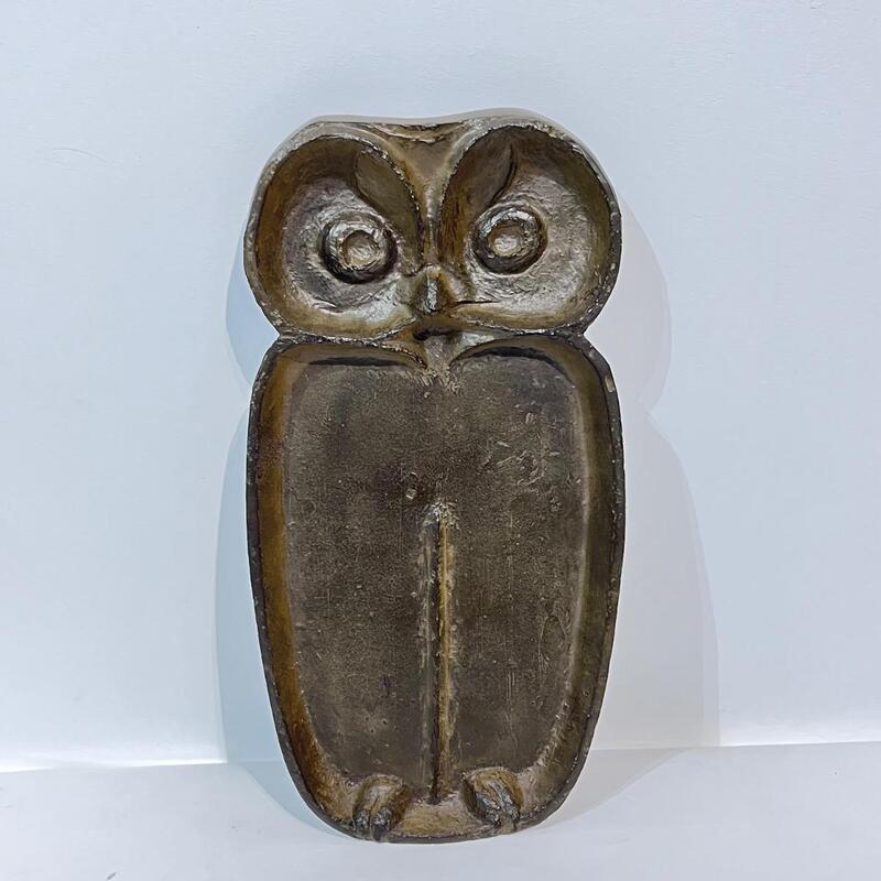 PLAT EN BRONZE JAPONAIS CHOUETTE 