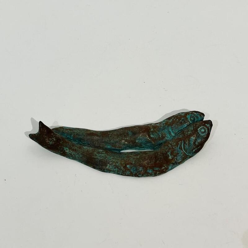Presse-papiers japonais en bronze deux poissons 