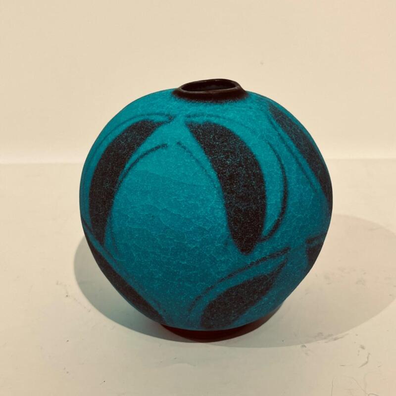 Vase Boule Turquoise Japonais En Céramique